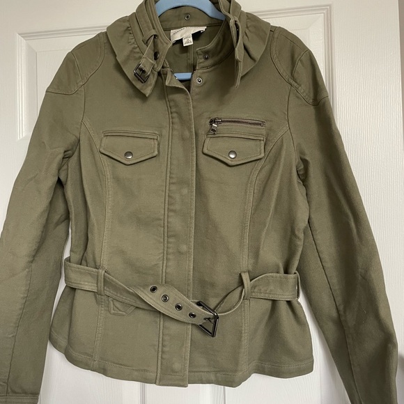 Banana Republic belted Jean jacket. Army green. - Picture 1 of 7